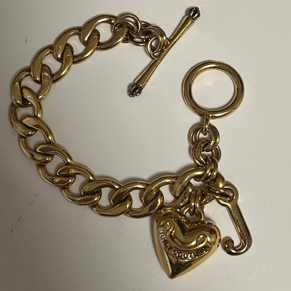 Juicy Couture heart charm chunky toggle bracelet Y2K - Picture 1 of 4
